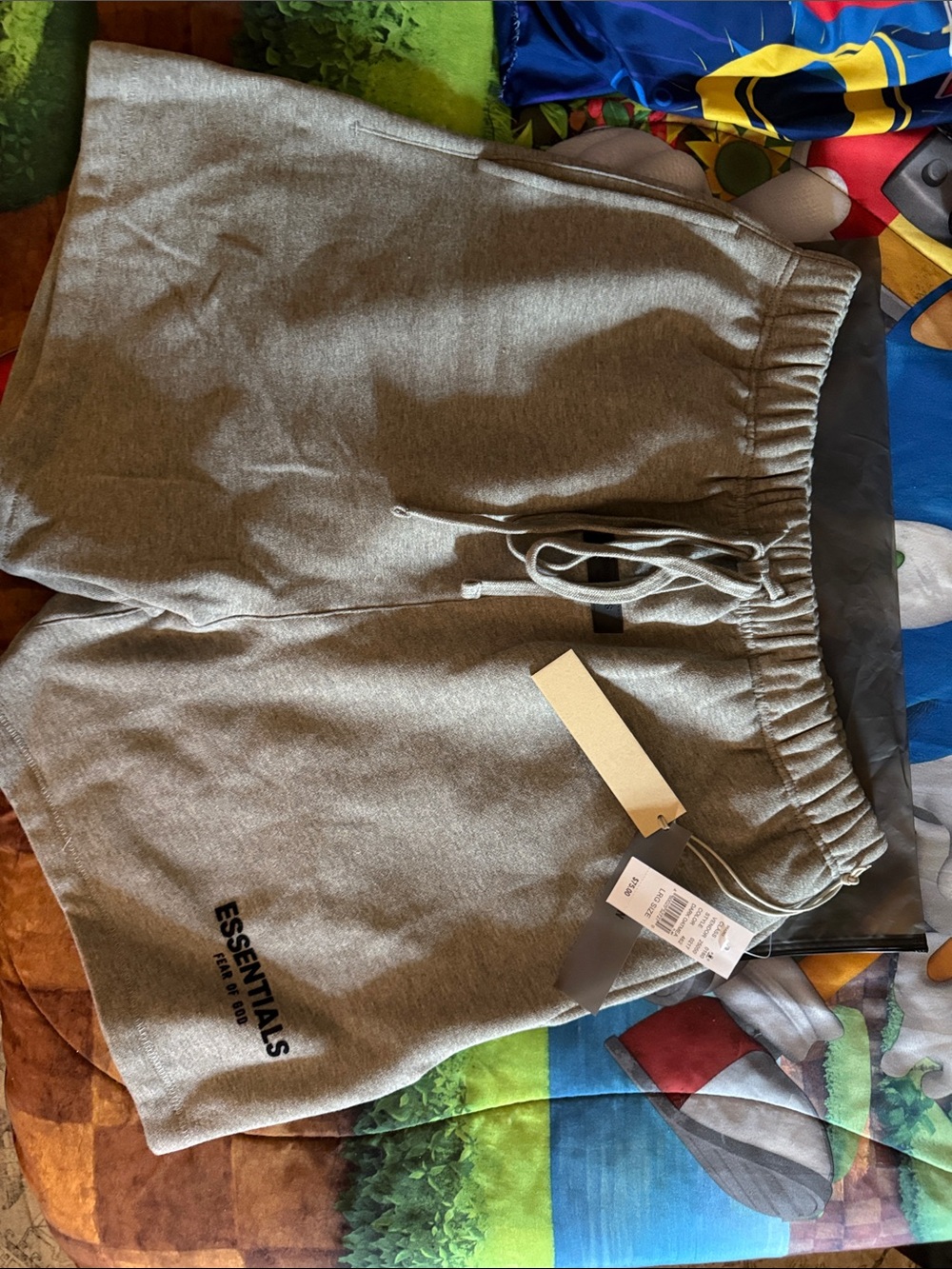 Essentials Grey Fleece Drawstring Shorts